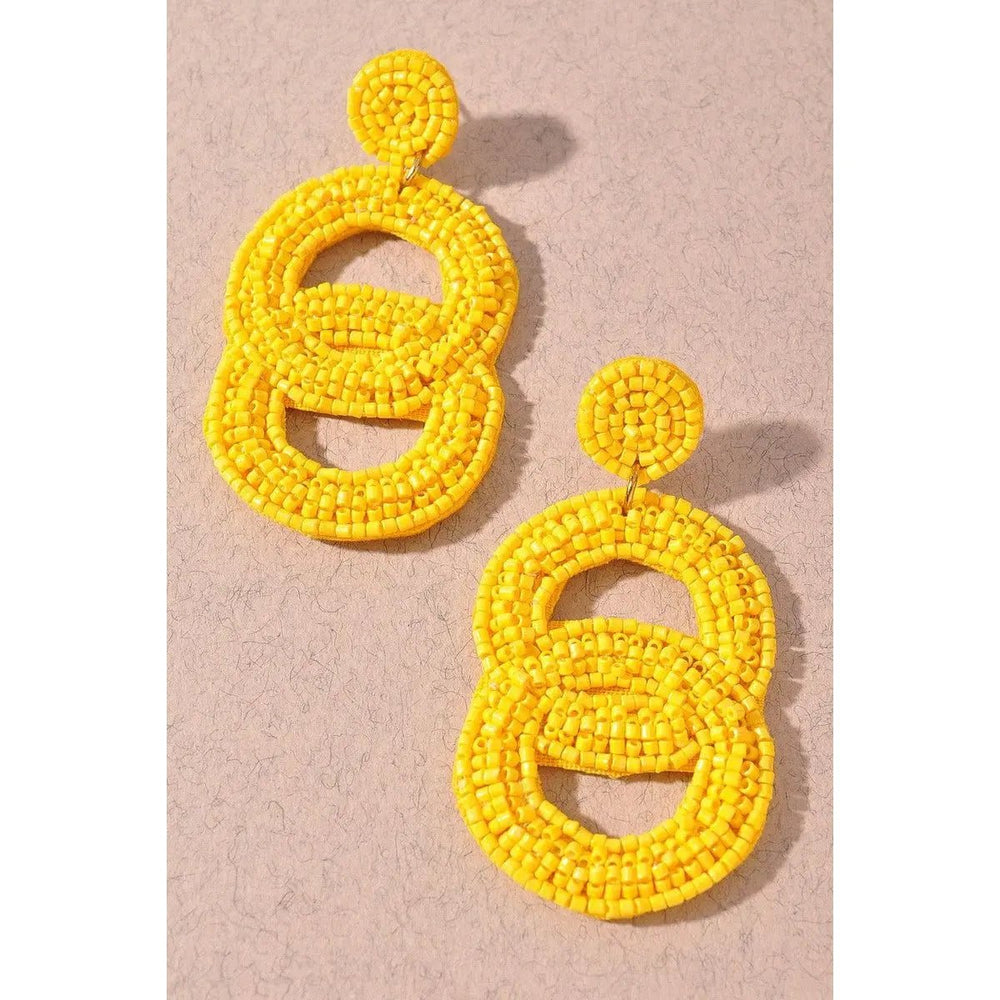 Seed Bead Double Circle Post Dangle Earrings - LECCE