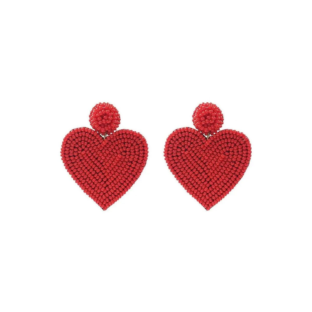 Seed Bead Heart Valentine's Day Post Earrings - LECCE