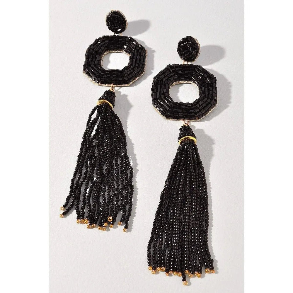 Seed Beaded Drop Earrings - LECCE