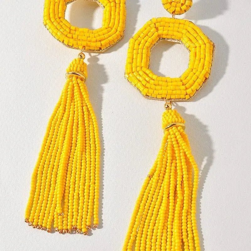 Seed Beaded Drop Earrings - LECCE