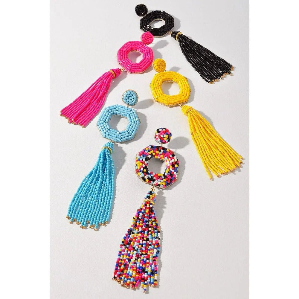 Seed Beaded Drop Earrings - LECCE