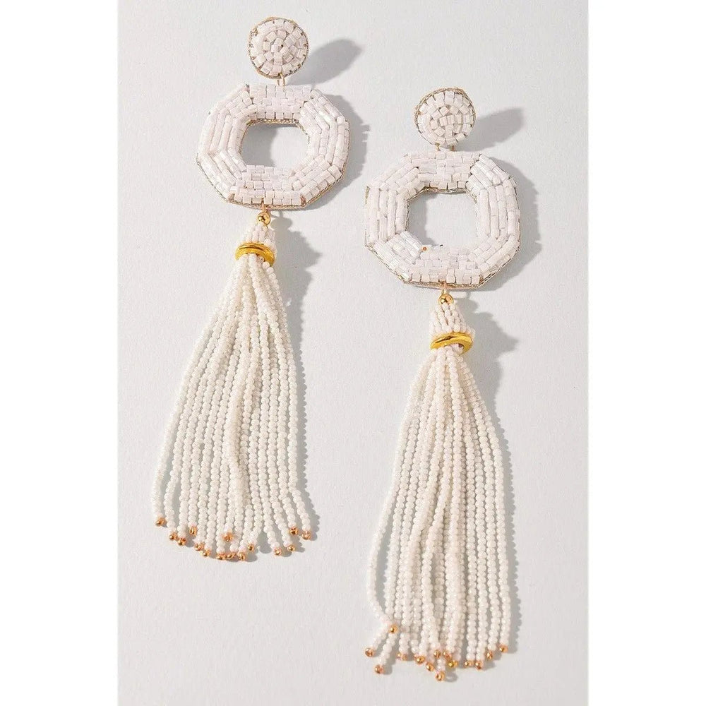 Seed Beaded Drop Earrings - LECCE