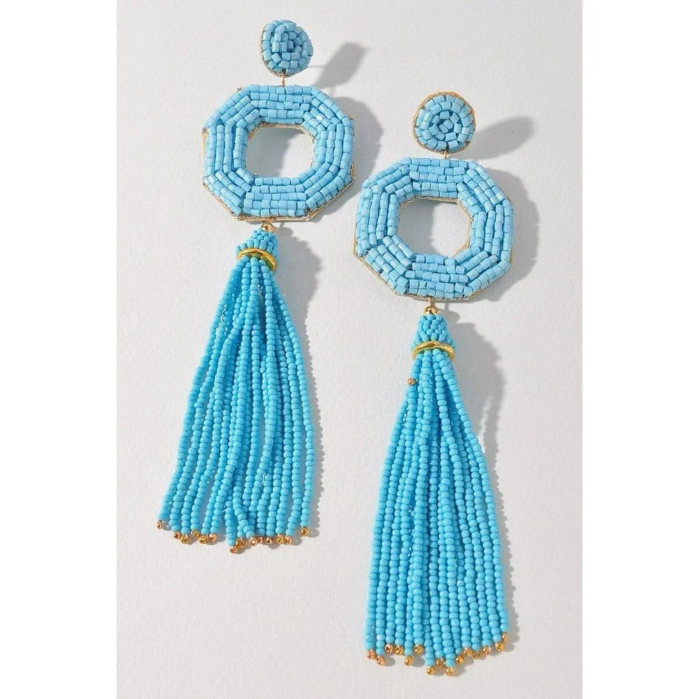 Seed Beaded Drop Earrings - LECCE