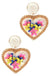 Seed Beaded Heart with Flower Post Earrings - LECCE
