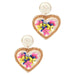 Seed Beaded Heart with Flower Post Earrings - LECCE