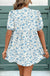 Sky Blue Floral Bow Puff Sleeve Mini Dress - LECCE