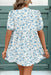 Sky Blue Floral Bow Puff Sleeve Mini Dress - LECCE