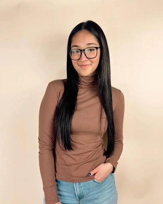 Slim Fit High Neck Long Sleeve Top - LECCE