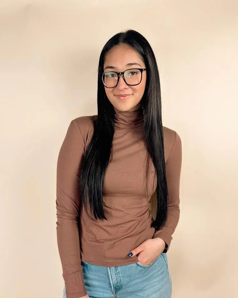 Slim Fit High Neck Long Sleeve Top