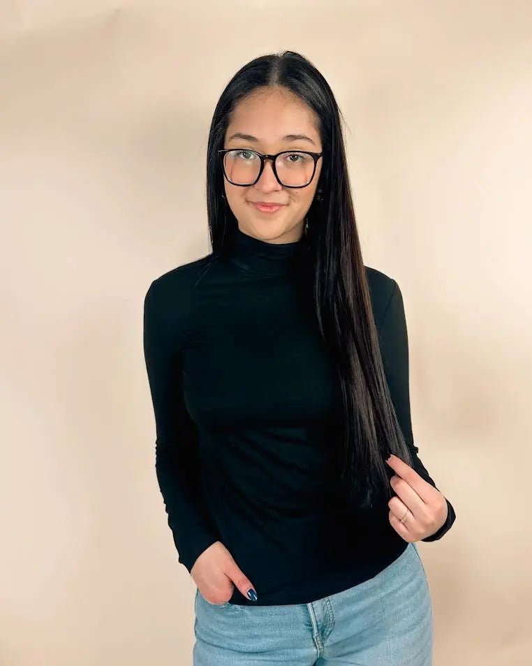 Slim Fit High Neck Long Sleeve Top