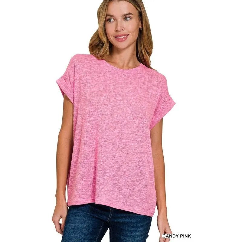 Slub Rolled Up Sleeve Tee - LECCE