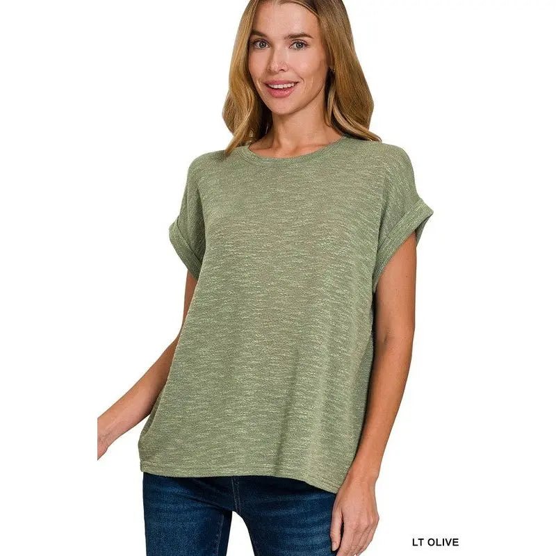 Slub Rolled Up Sleeve Tee - LECCE