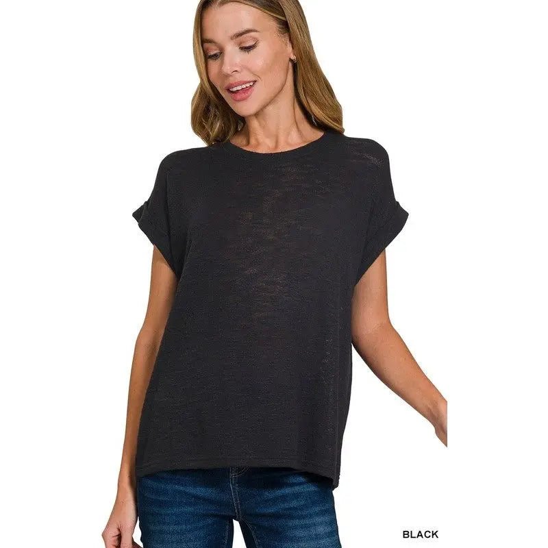 Slub Rolled Up Sleeve Tee - LECCE