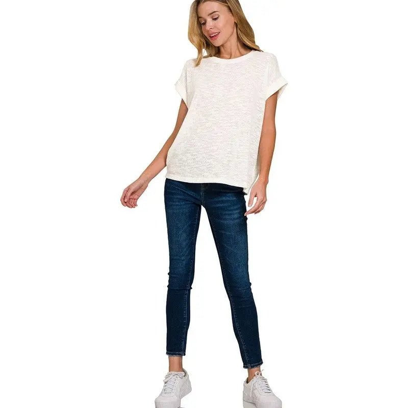 Slub Rolled Up Sleeve Tee - LECCE