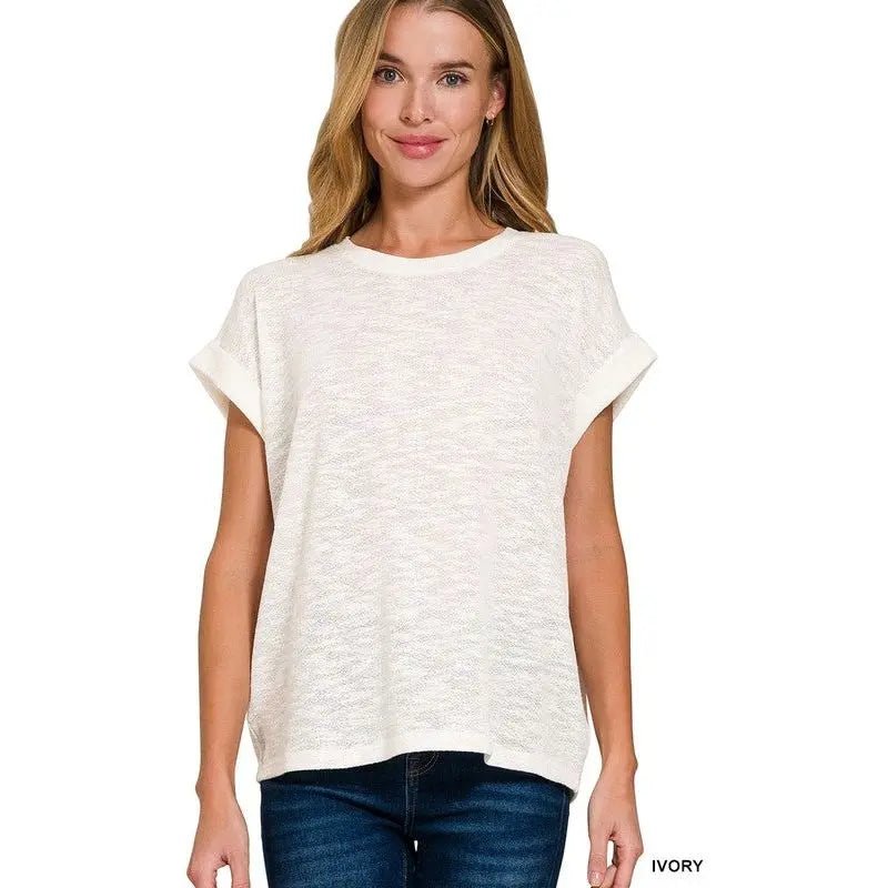 Slub Rolled Up Sleeve Tee - LECCE