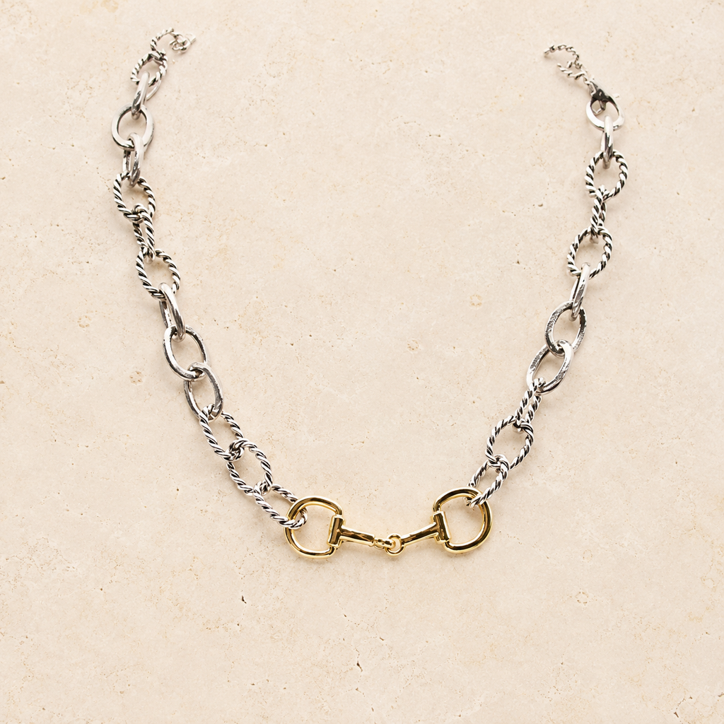 Western Two-Tone Snaffle Bit Chain Necklace