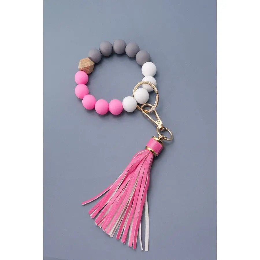 Softest Rubbery Bead Tassel Bracelet Key Holder - LECCE