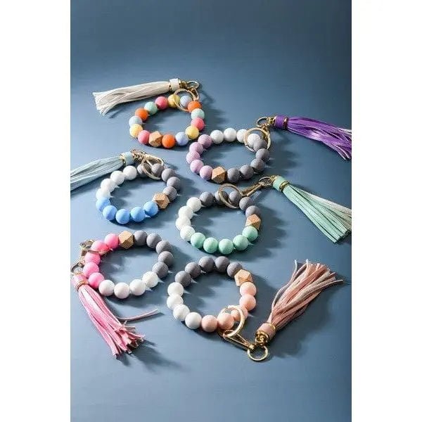 Softest Rubbery Bead Tassel Bracelet Key Holder - LECCE