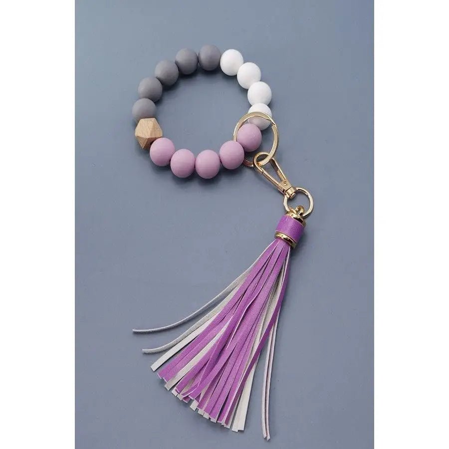 Softest Rubbery Bead Tassel Bracelet Key Holder - LECCE