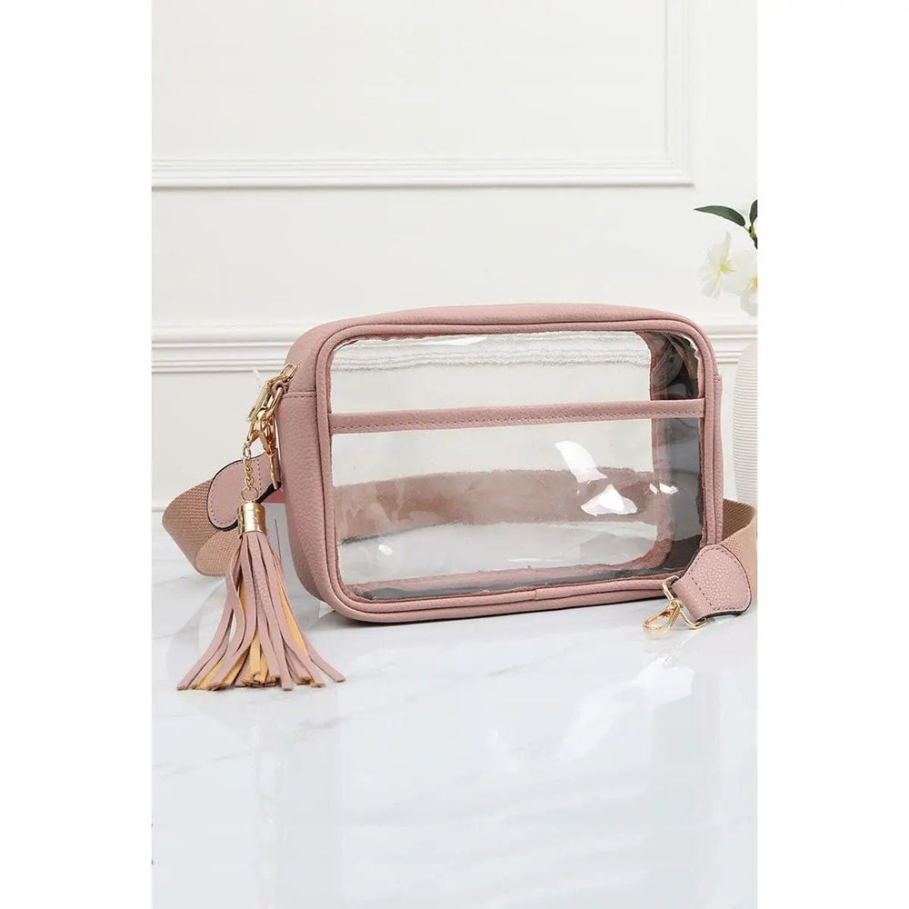 Solid Color Outlined Clear Crossbody Bag - LECCE