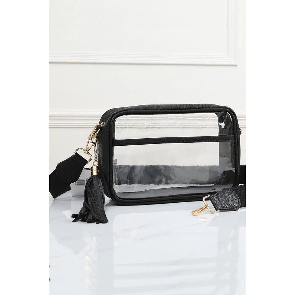 Solid Color Outlined Clear Crossbody Bag - LECCE