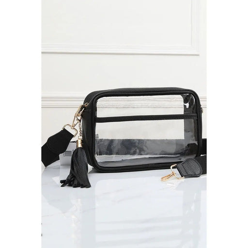 Solid Color Outlined Clear Crossbody Bag - LECCE