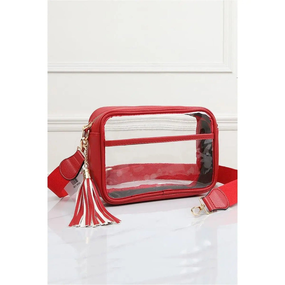 Solid Color Outlined Clear Crossbody Bag - LECCE
