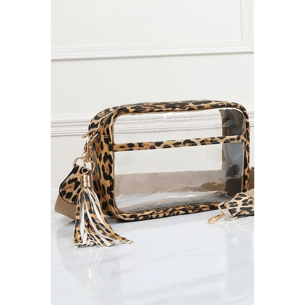 Solid Color Outlined Clear Crossbody Bag - LECCE