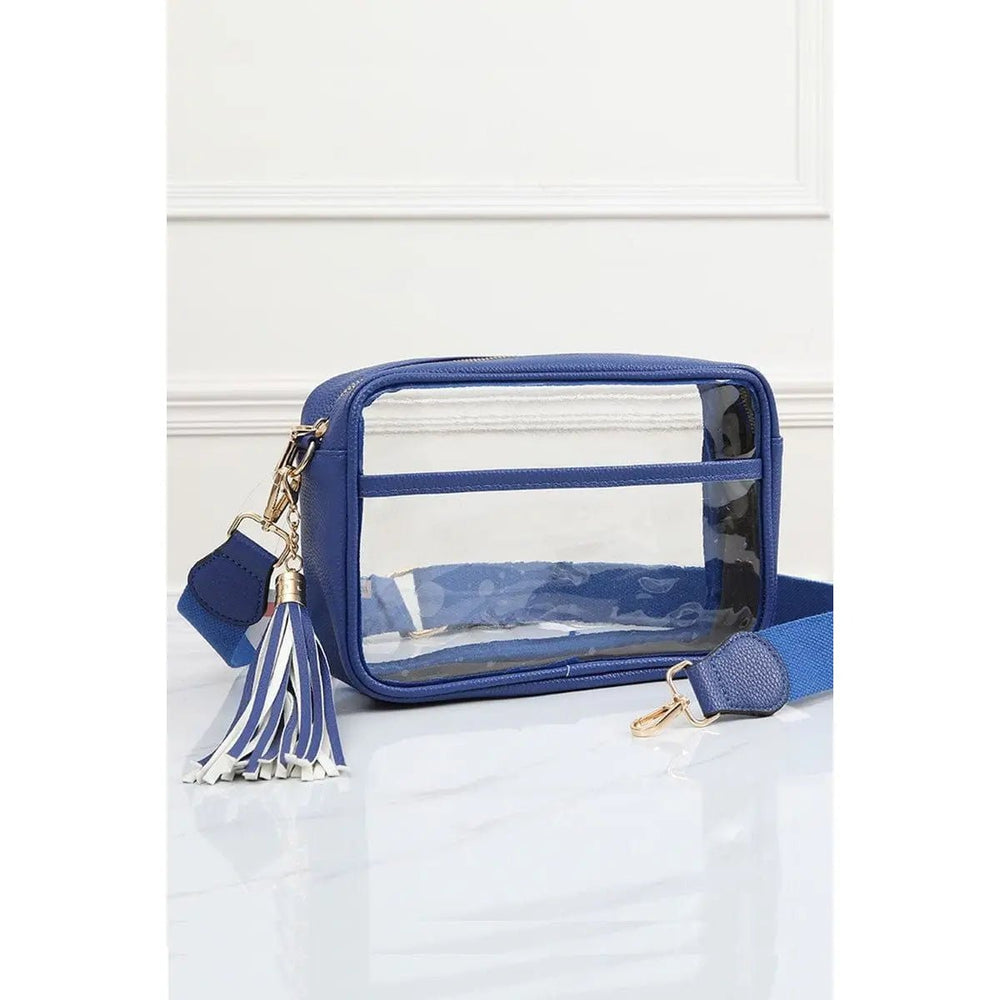 Solid Color Outlined Clear Crossbody Bag - LECCE