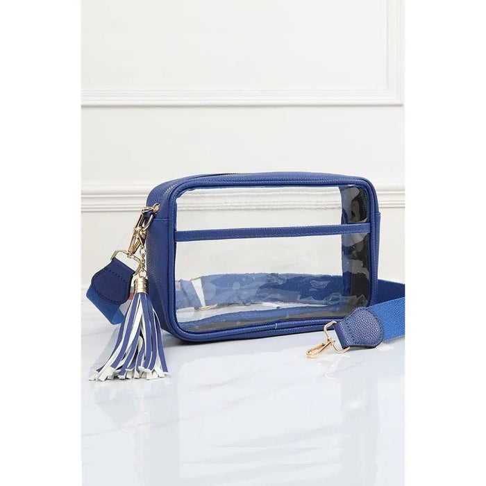 Solid Color Outlined Clear Crossbody Bag - LECCE