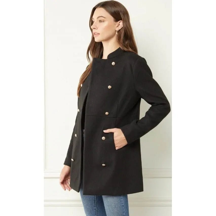 Solid Double Breasted Coat - LECCE