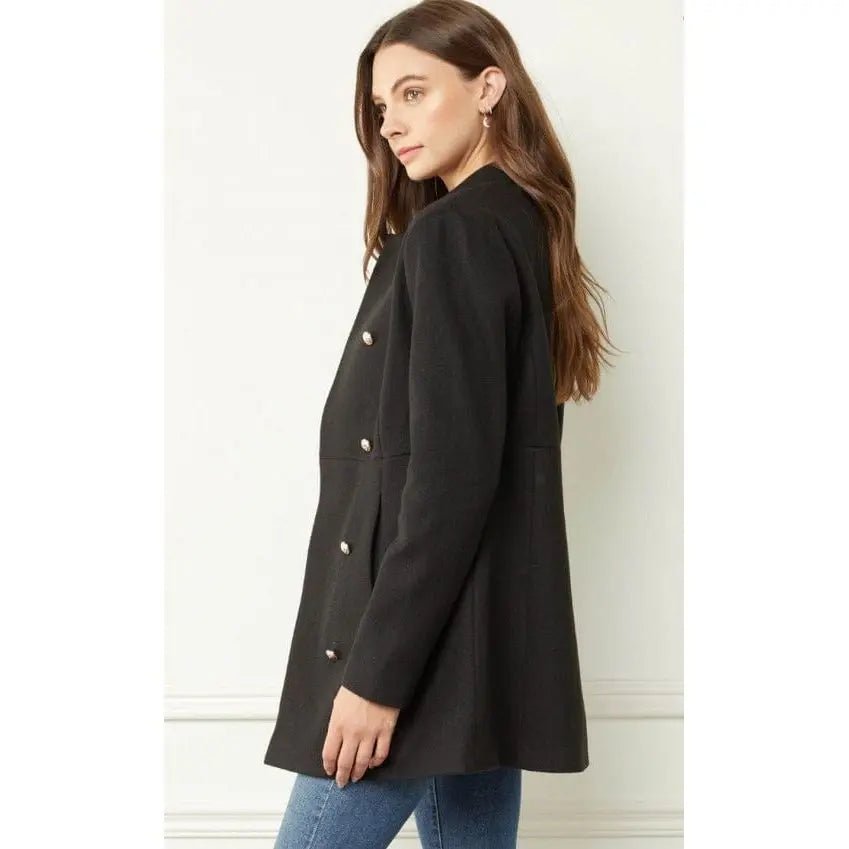 Solid Double Breasted Coat - LECCE