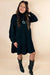 Split Neck Long Puff Sleeve Loose Dress - LECCE