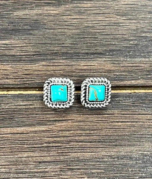 Square Turquoise Stud Earrings - LECCE