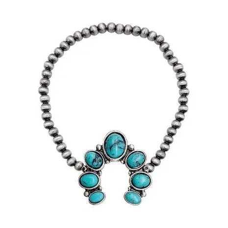 Squash Blossom Gemstone Navajo Pearl Bracelet - LECCE