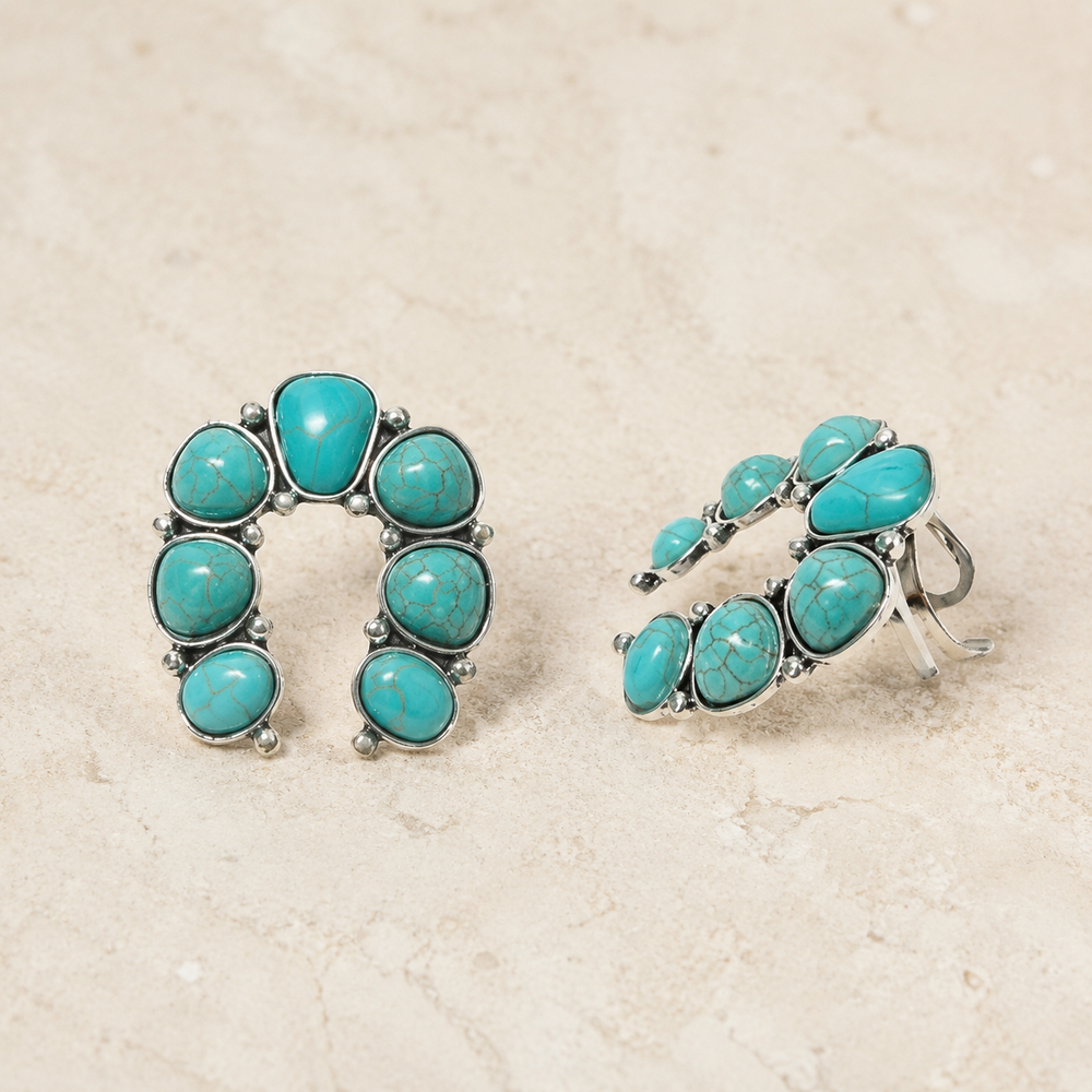 Western Turquoise Horseshoe Cuff Ring