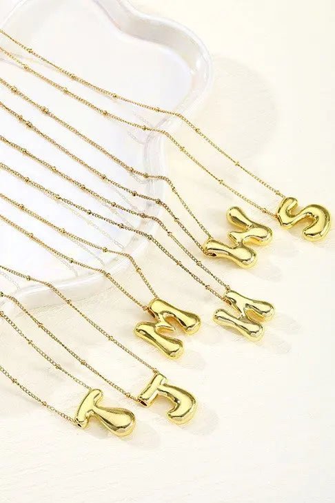 Stainless Steel Balloon Initial Necklace - LECCE