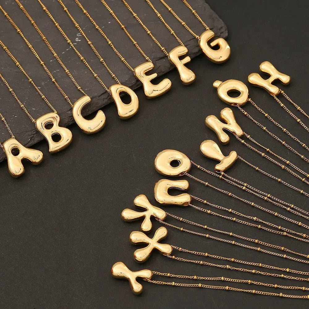 Stainless Steel Balloon Initial Necklace - LECCE
