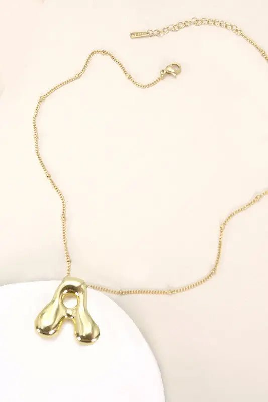 Stainless Steel Balloon Initial Necklace - LECCE