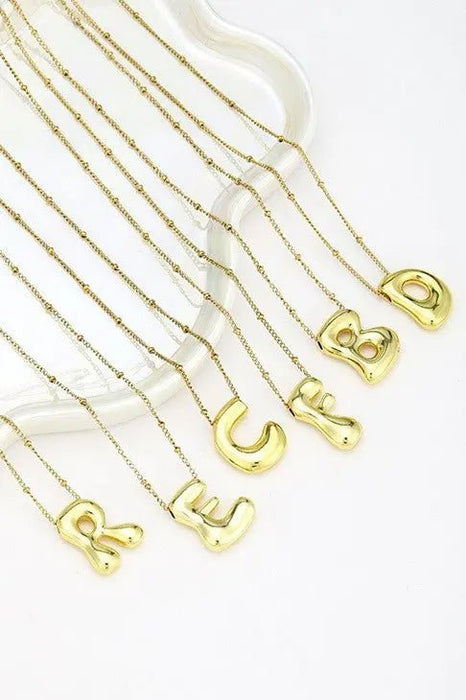 Stainless Steel Balloon Initial Necklace - LECCE