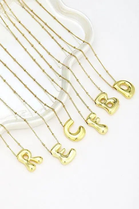 Stainless Steel Balloon Initial Necklace - LECCE