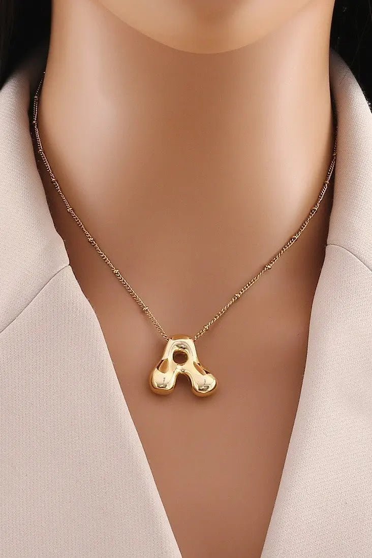 Stainless Steel Balloon Initial Necklace