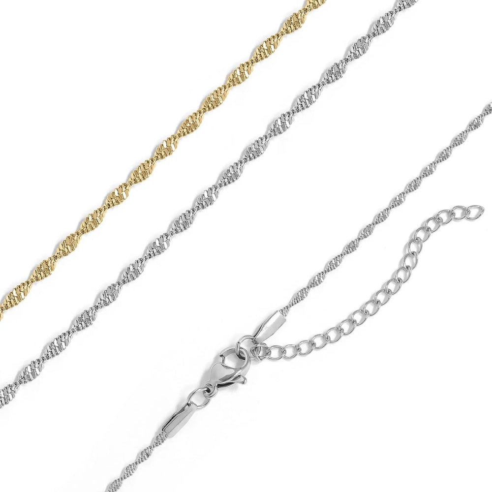 Stainless Steel Singapore Dainty Chain Necklace - LECCE