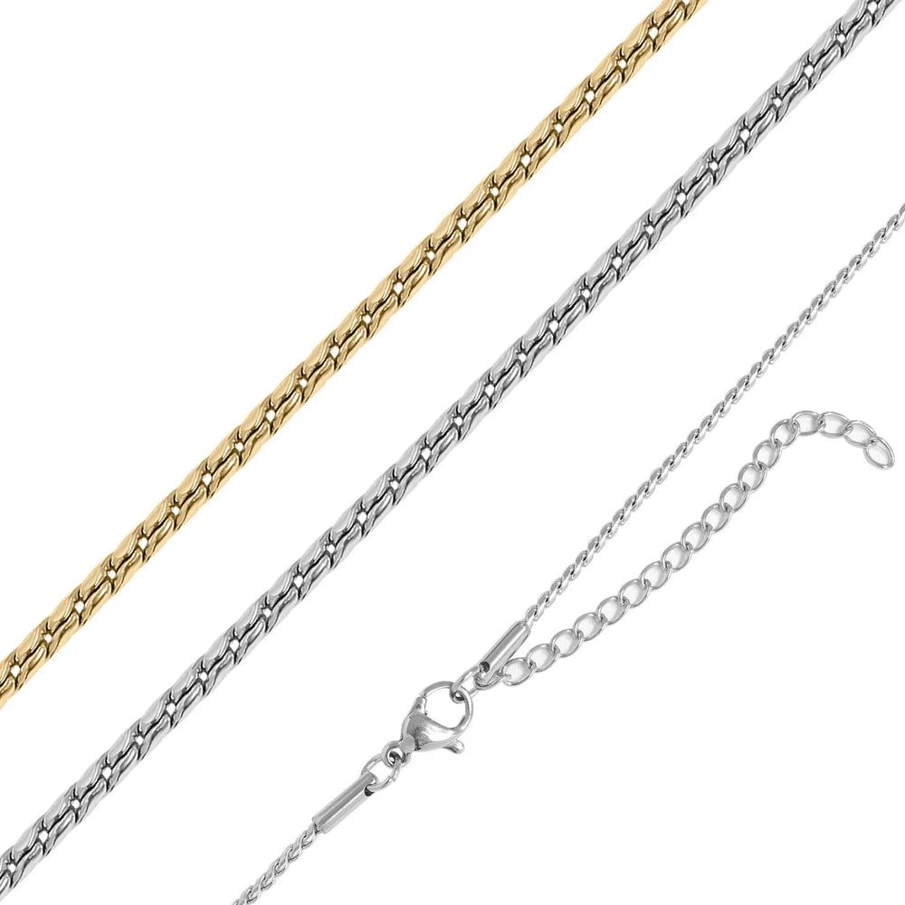 Stainless Steel Twisted Round Link Chain Necklace - LECCE