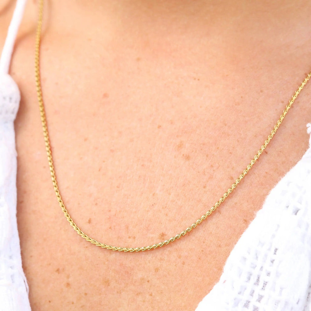 Stainless Steel Twisted Round Link Chain Necklace - LECCE