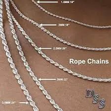 Sterling Silver 3MM Rope Chain Necklace - LECCE