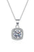 Sterling Silver Four - Prong Halo Moissanite Necklace - LECCE