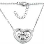 Sterling Silver Heart Paw Necklace - LECCE