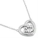Sterling Silver Heart Paw Necklace - LECCE