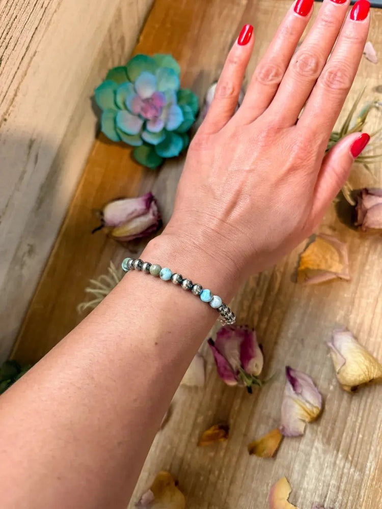 Sterling Silver & Larimar Bracelet - LECCE